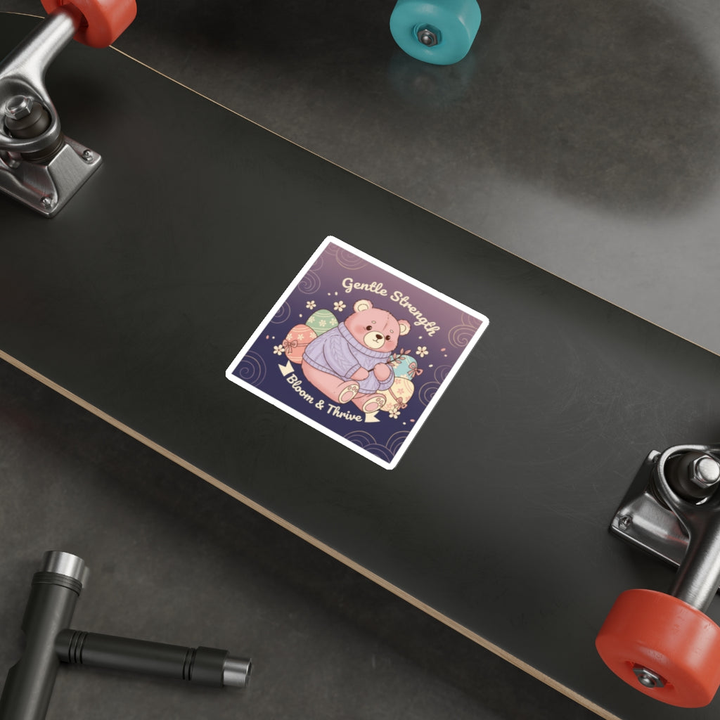 Bear Die-Cut Sticker – Gentle Strength Bloom Thrive