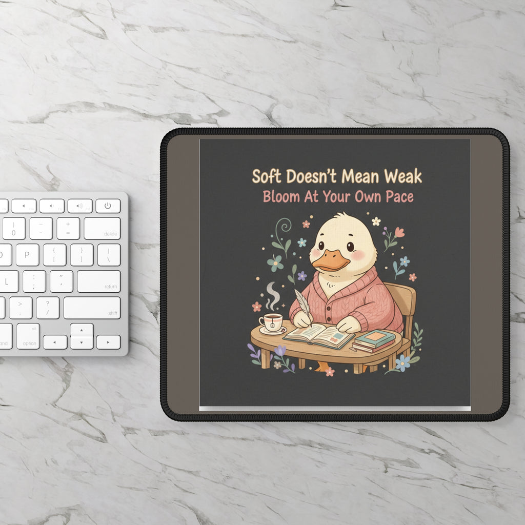 Duck In A Cardigan Mouse Pad – Soft Doesnt Mean Weak Bloom at Your Own