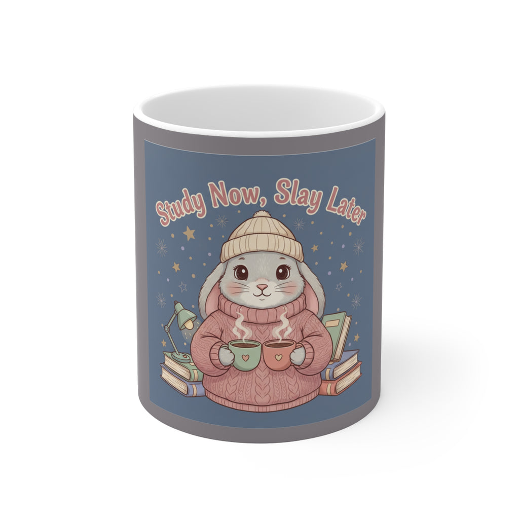 Rabbit Mug 11oz – Study Now, Slay Later
