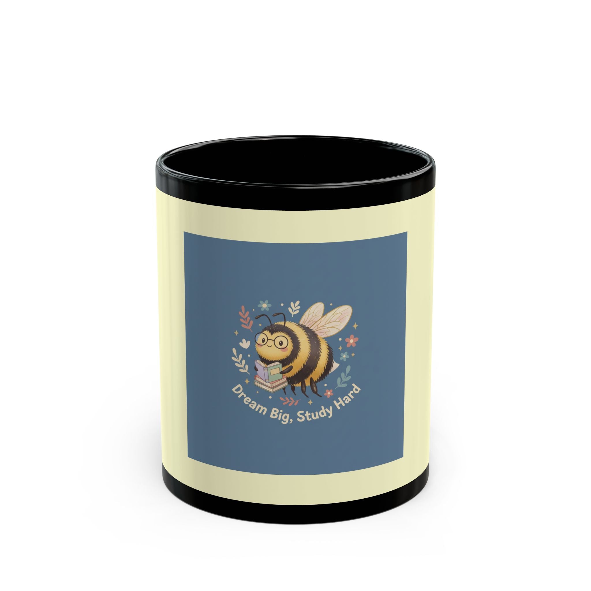 Bee Black Mug 11oz – Dream Big Study Hard