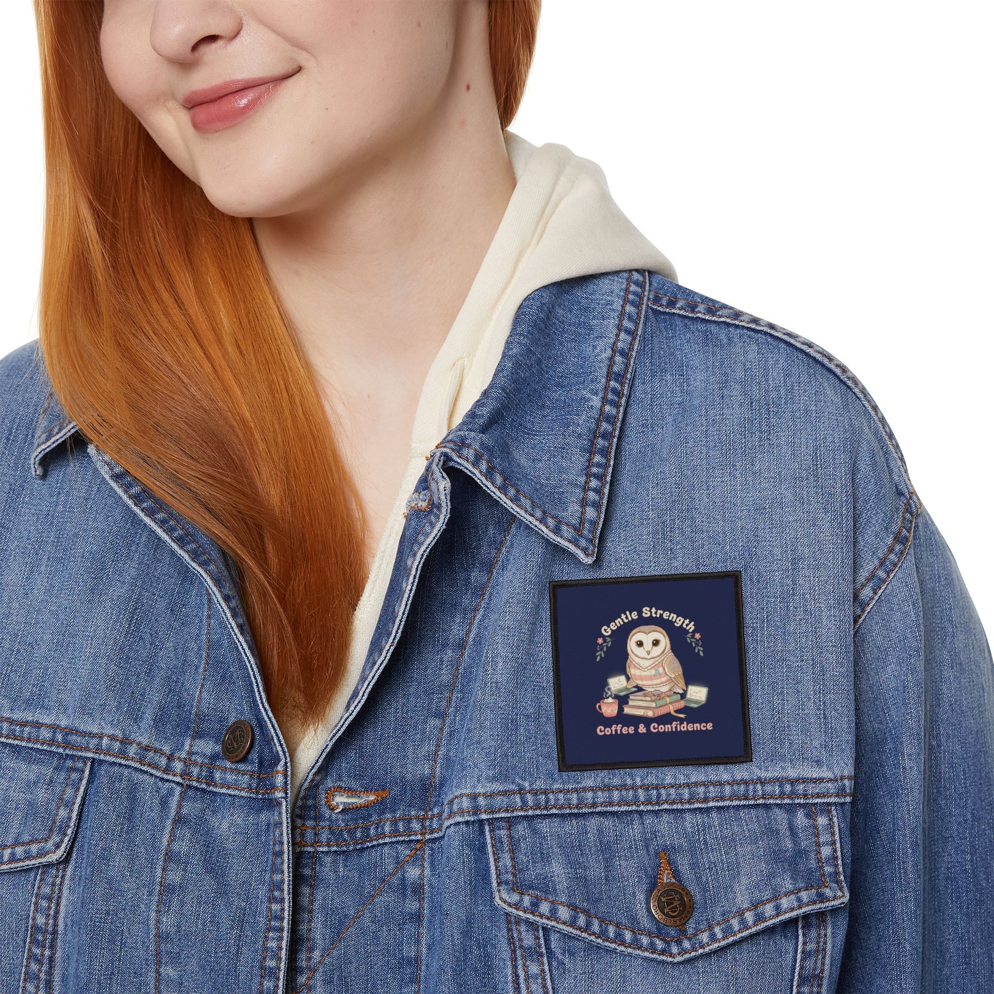 Owl Iron-On Patch – Gentle Strength Coffee Confidence
