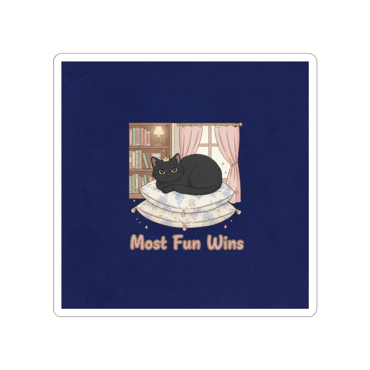Black Cat Kiss-Cut Sticker – Most Fun Wins
