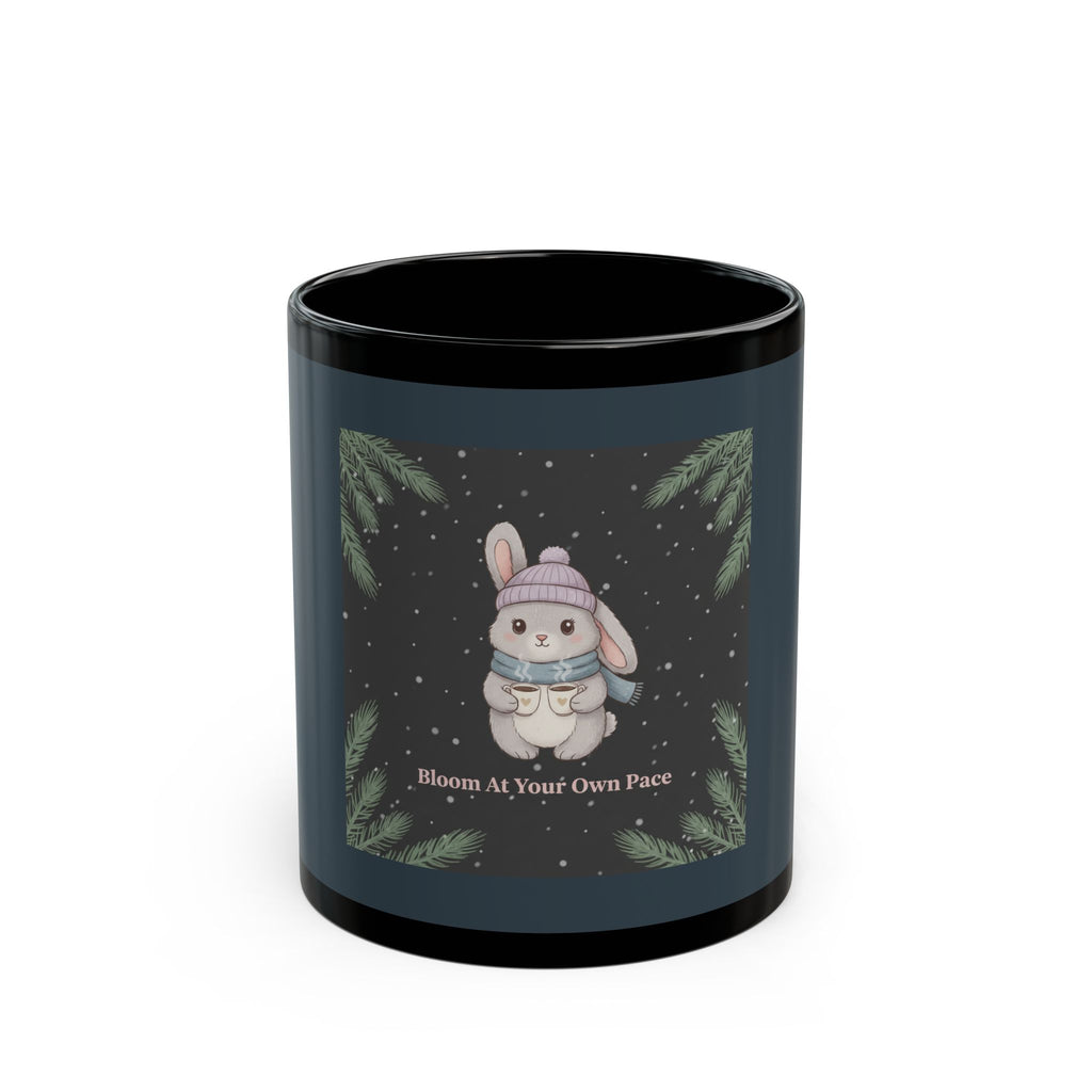 Bunny Black Mug 11oz – Bloom at Your Own Pace