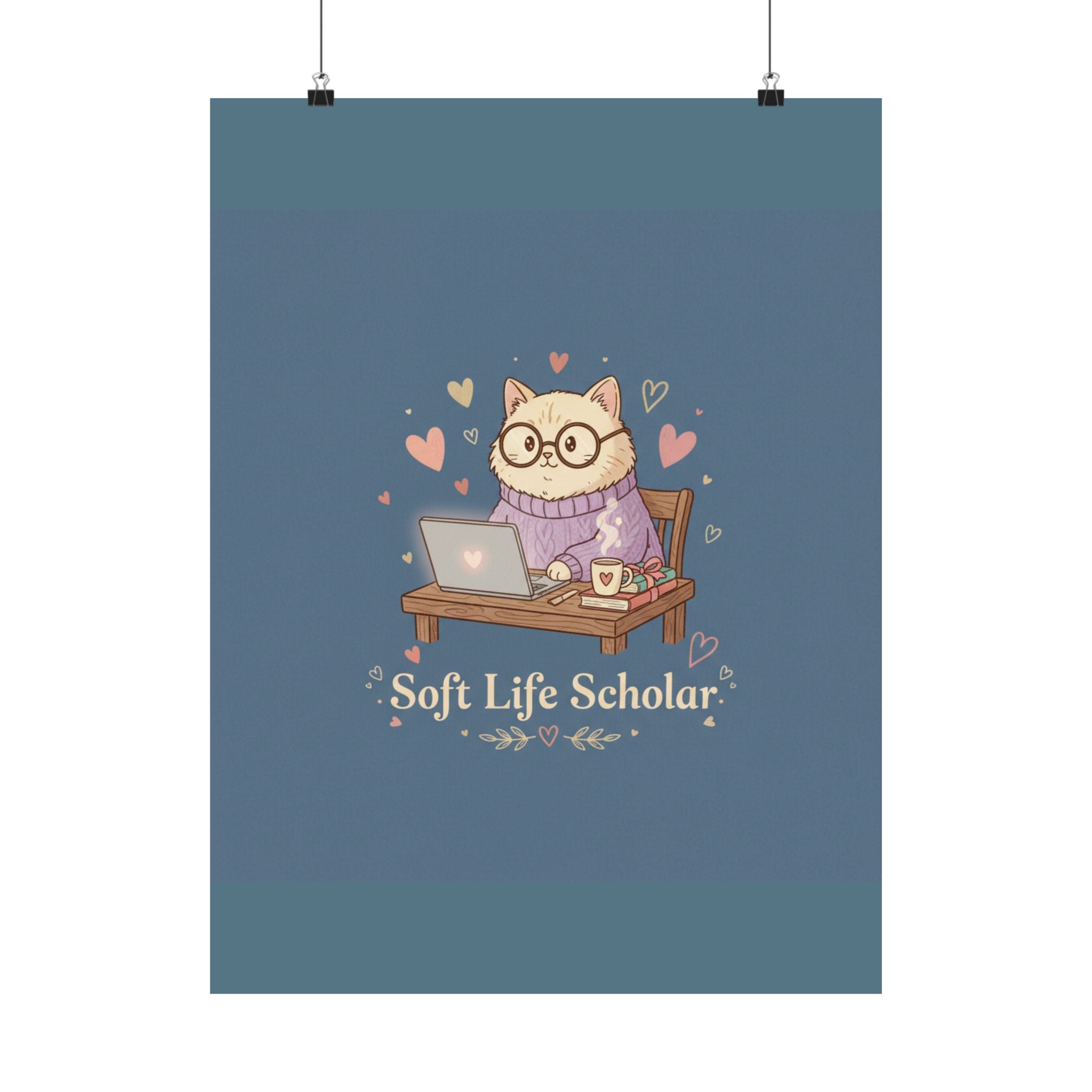 Soft Life Scholar Cat Poster