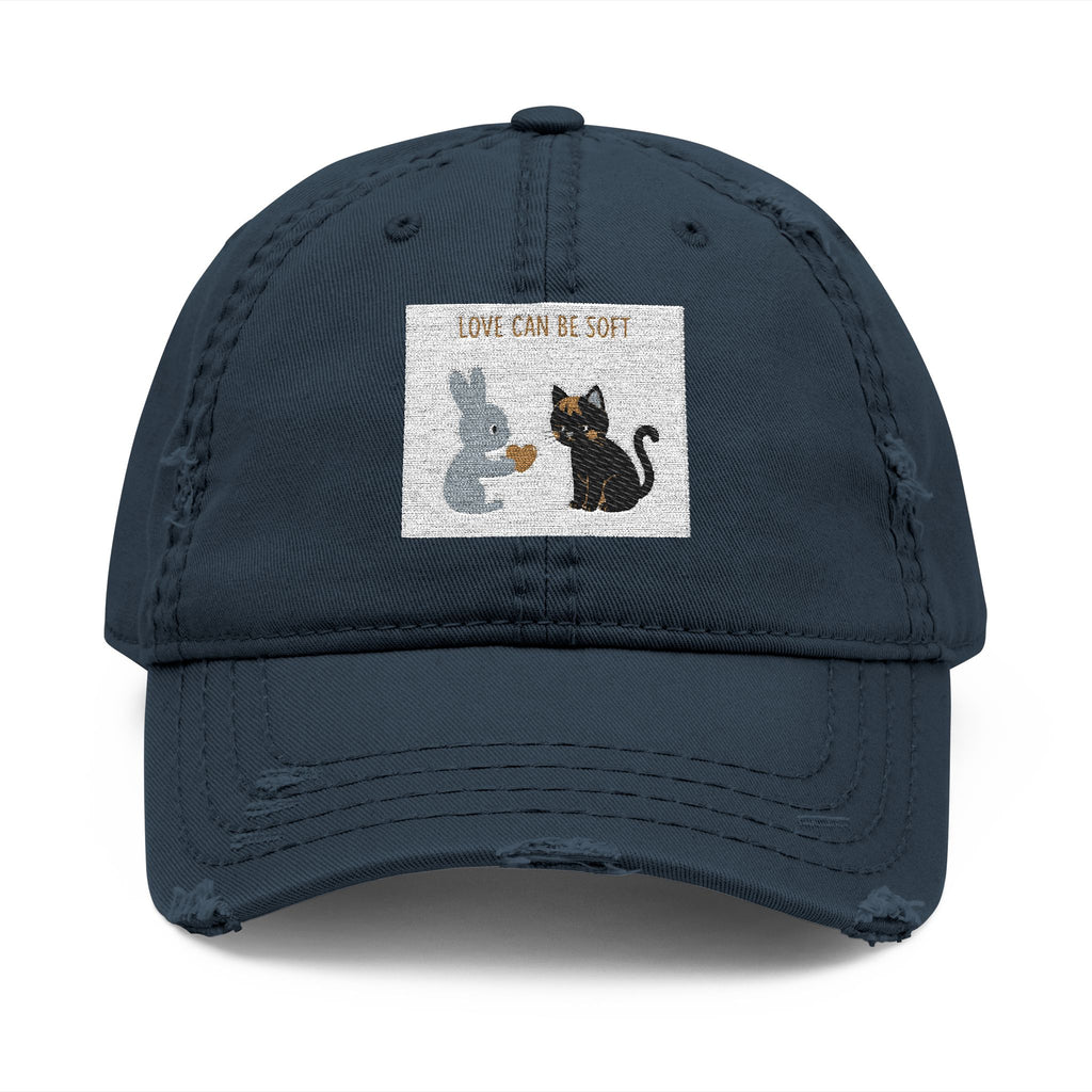 "LOVE CAN BE SOFT" Black Cat Dad Hat | College Girl Gift | Fashion | KayKay Classics