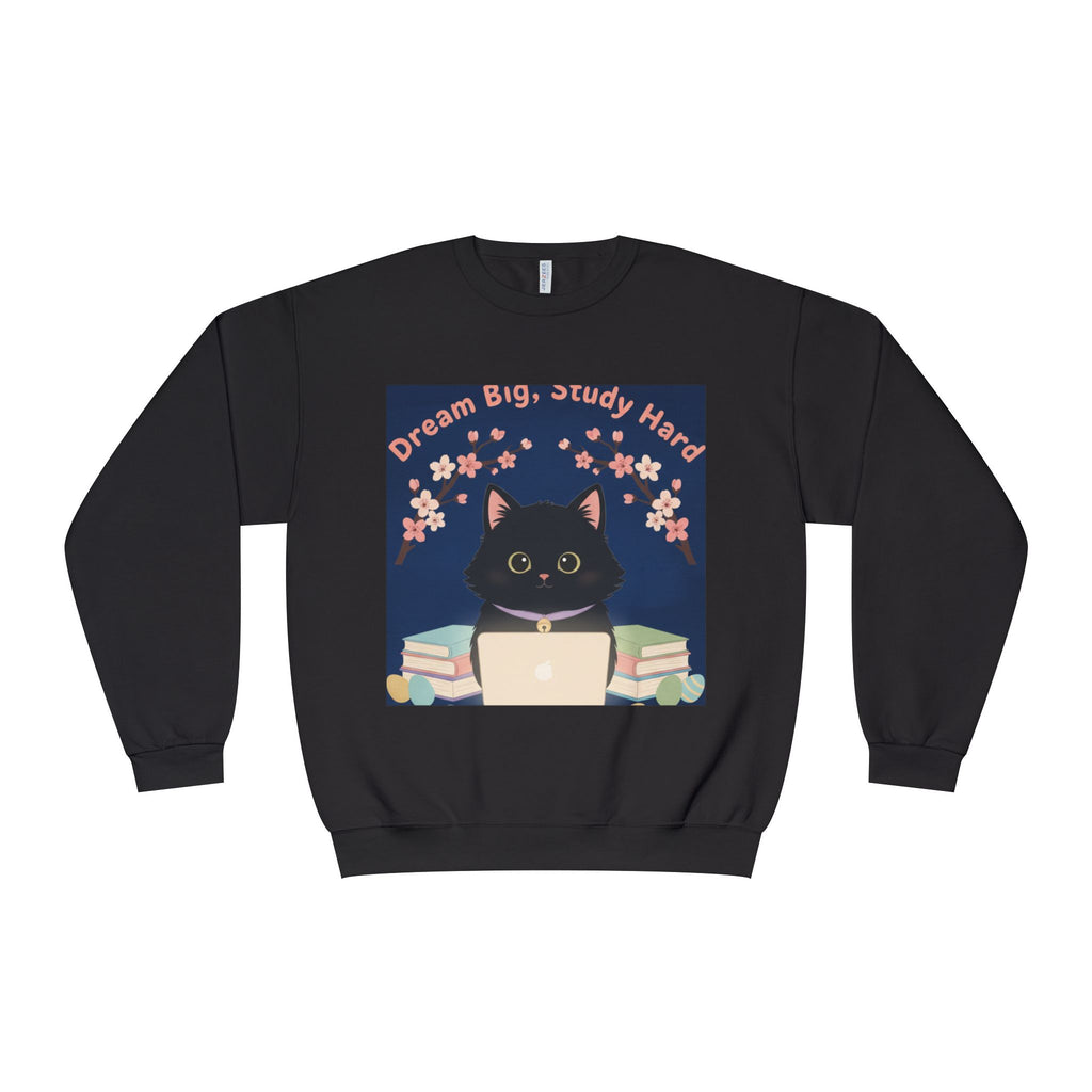 Black Cat Crewneck Sweatshirt – Dream Big Study Hard