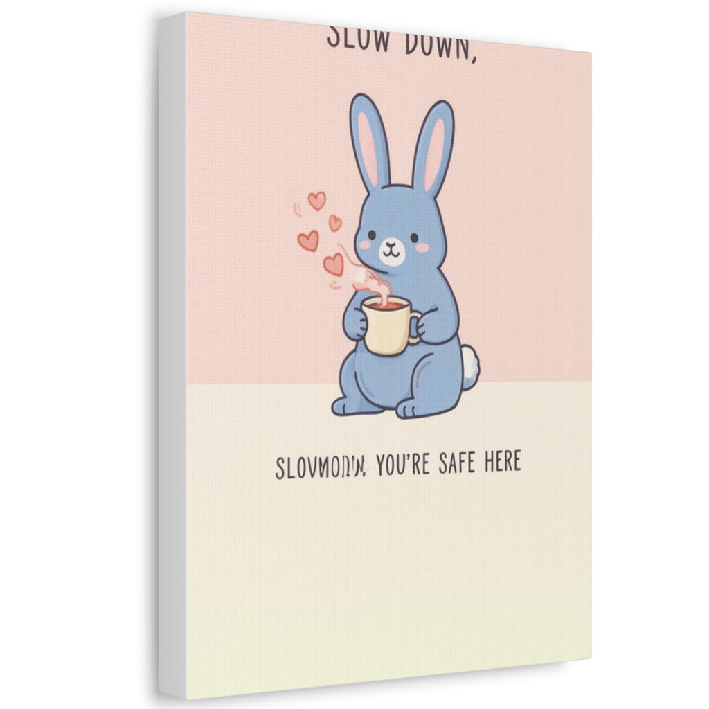 SLOW DOWN, SLOWDOWN YOURE SAFE HERE Canvas