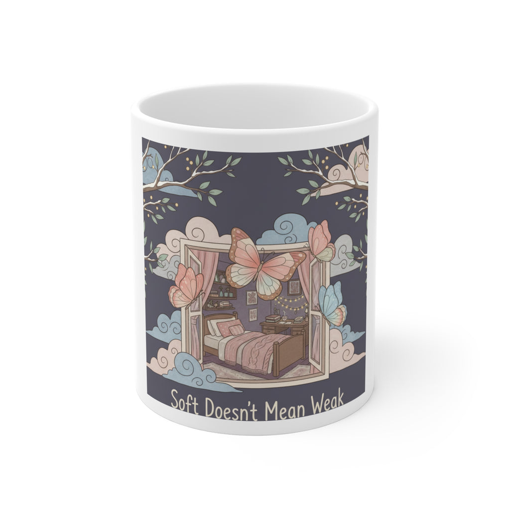 Butterflies Mug 11oz – Soft Doesnt Mean Weak