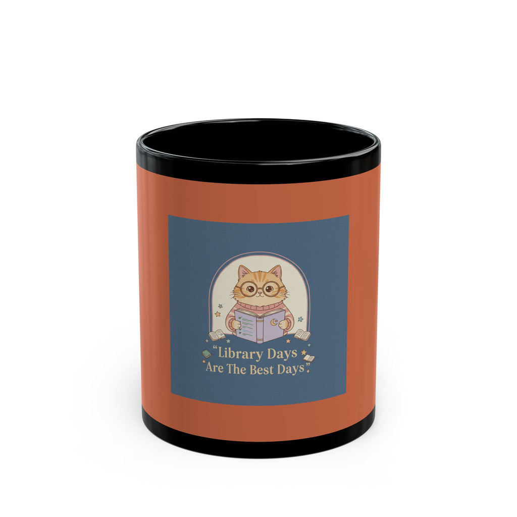Cat Black Mug 11oz – Library Days Are the Best Days