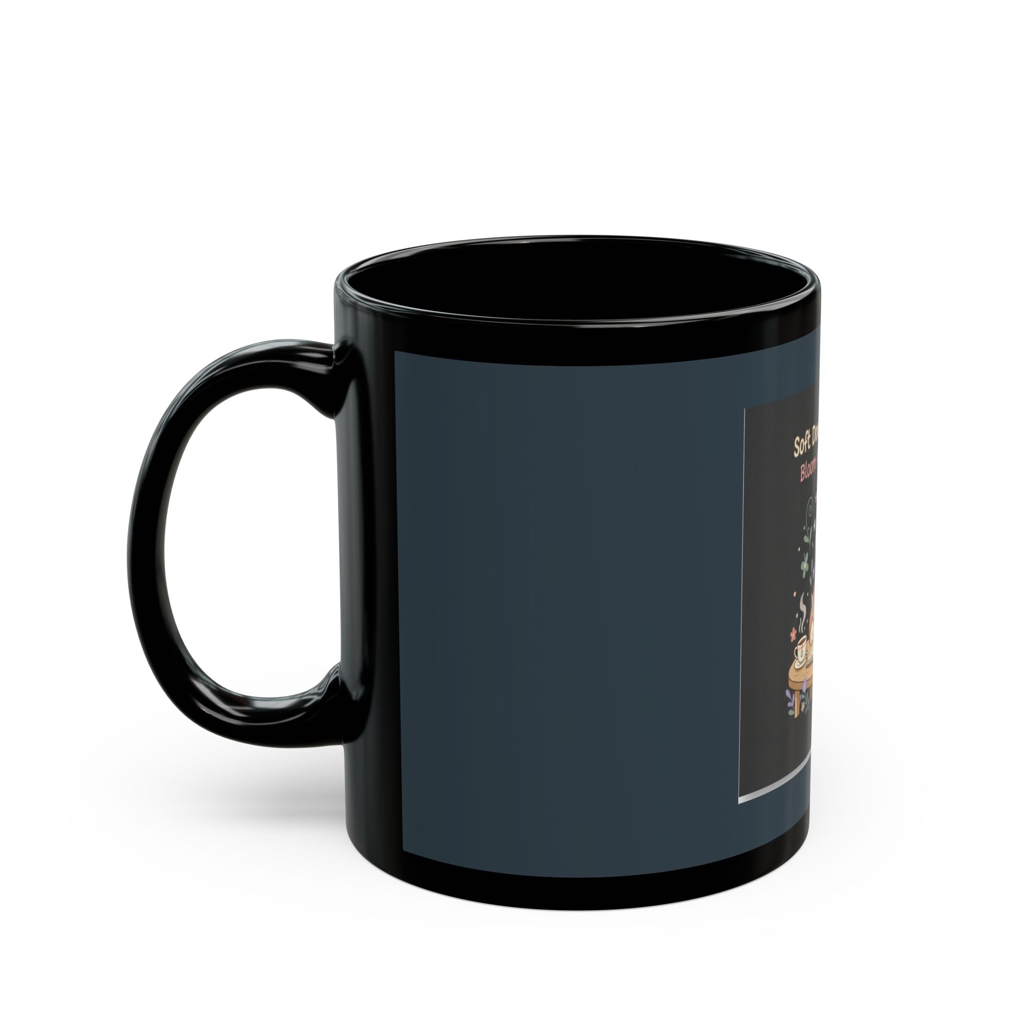 Duck In A Cardigan Black Mug 11oz – Soft Doesnt Mean Weak Bloom at Your Own