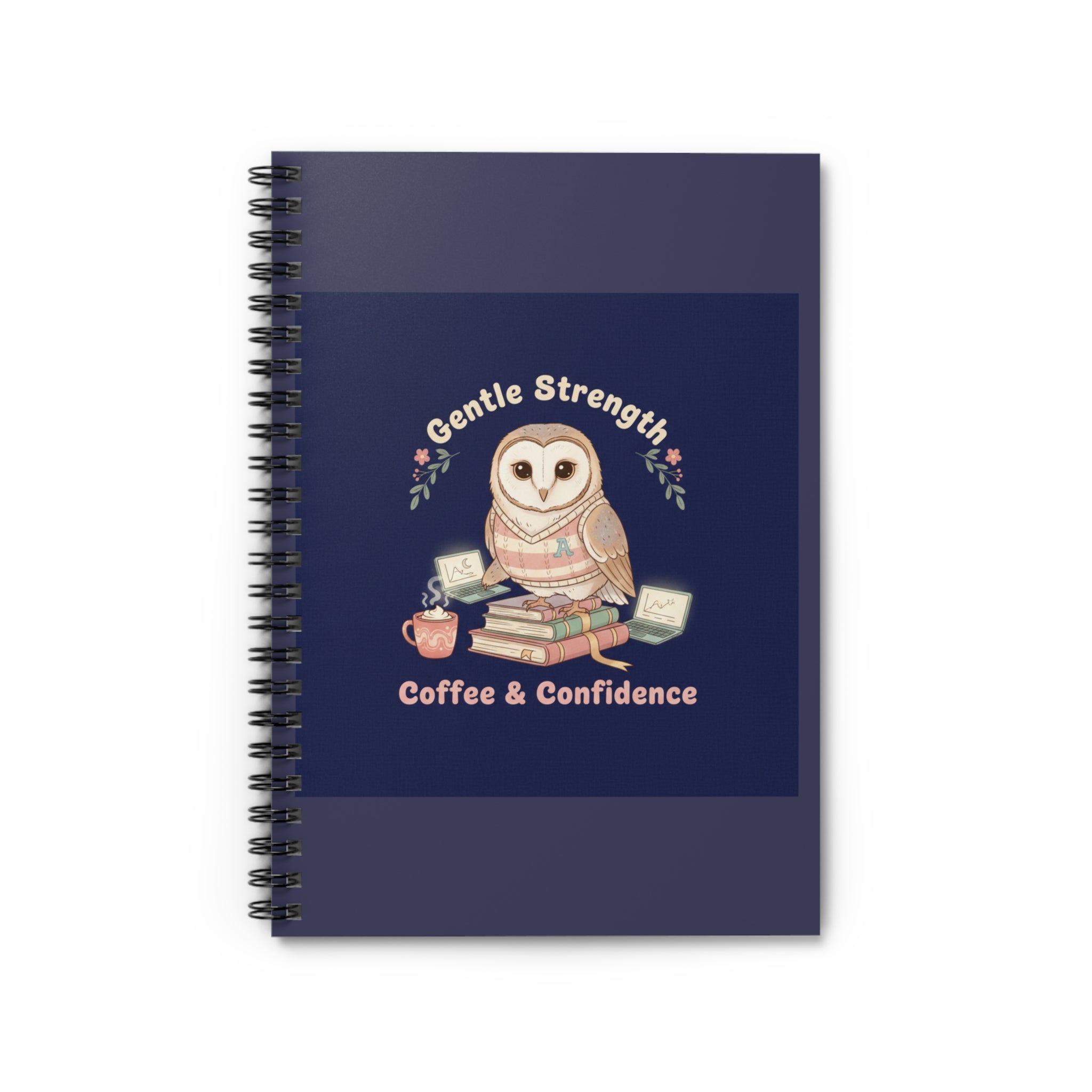 Owl Spiral Notebook – Gentle Strength Coffee Confidence
