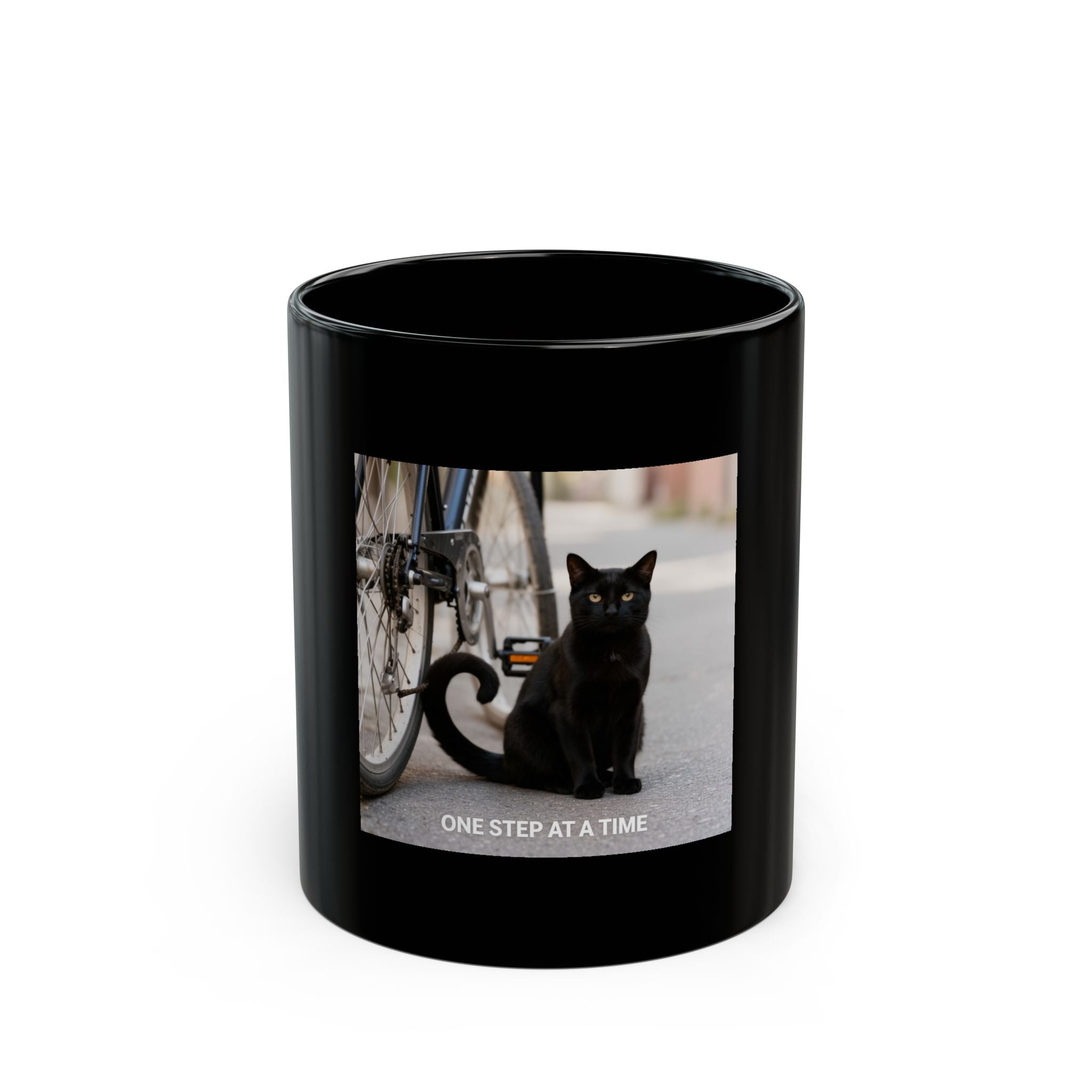 ONE STEP AT A TIME Black Mug