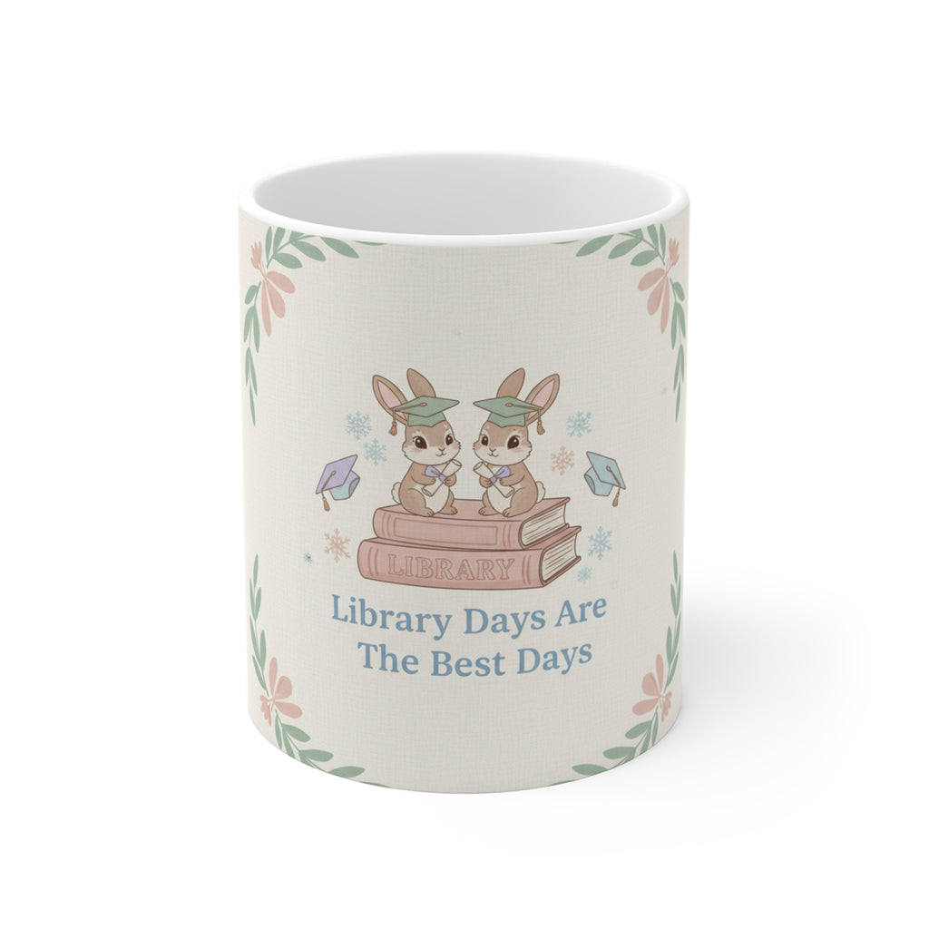 Library Days Are The Best Days Rabbits Mug 11oz