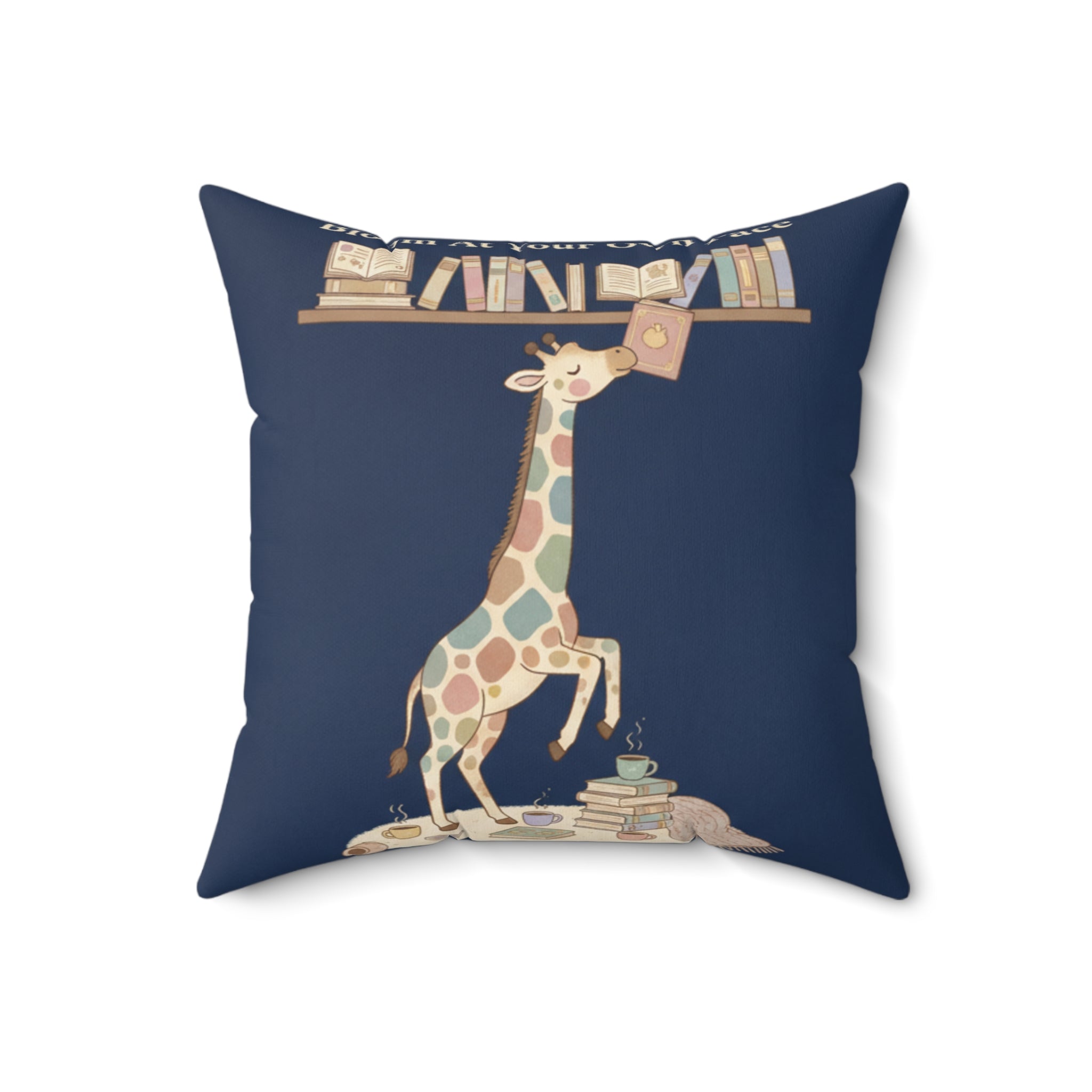 Giraffe Square Pillow – Bloom at Your Own Pace