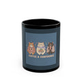 Cat Black Mug 11oz – Coffee & Confidence