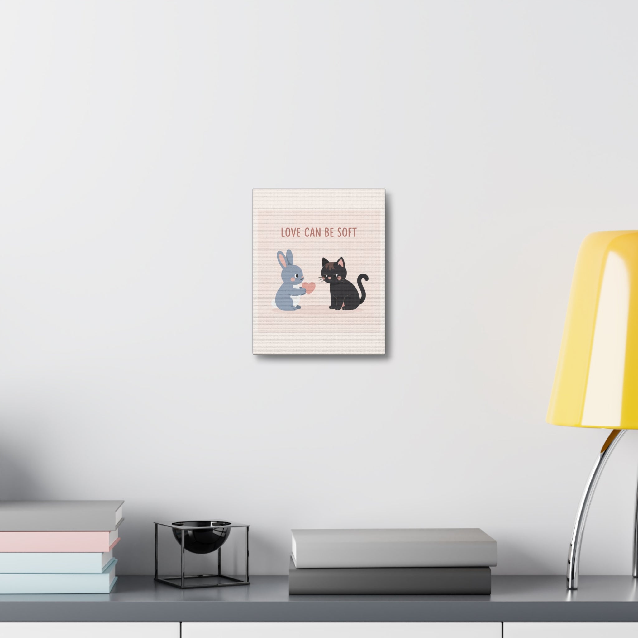 "LOVE CAN BE SOFT" Black Cat Canvas | College Girl Gift | Fashion | KayKay Classics