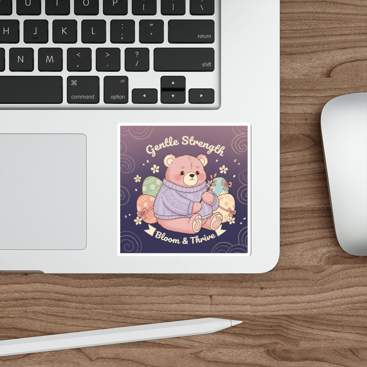 Bear Die-Cut Sticker – Gentle Strength Bloom Thrive