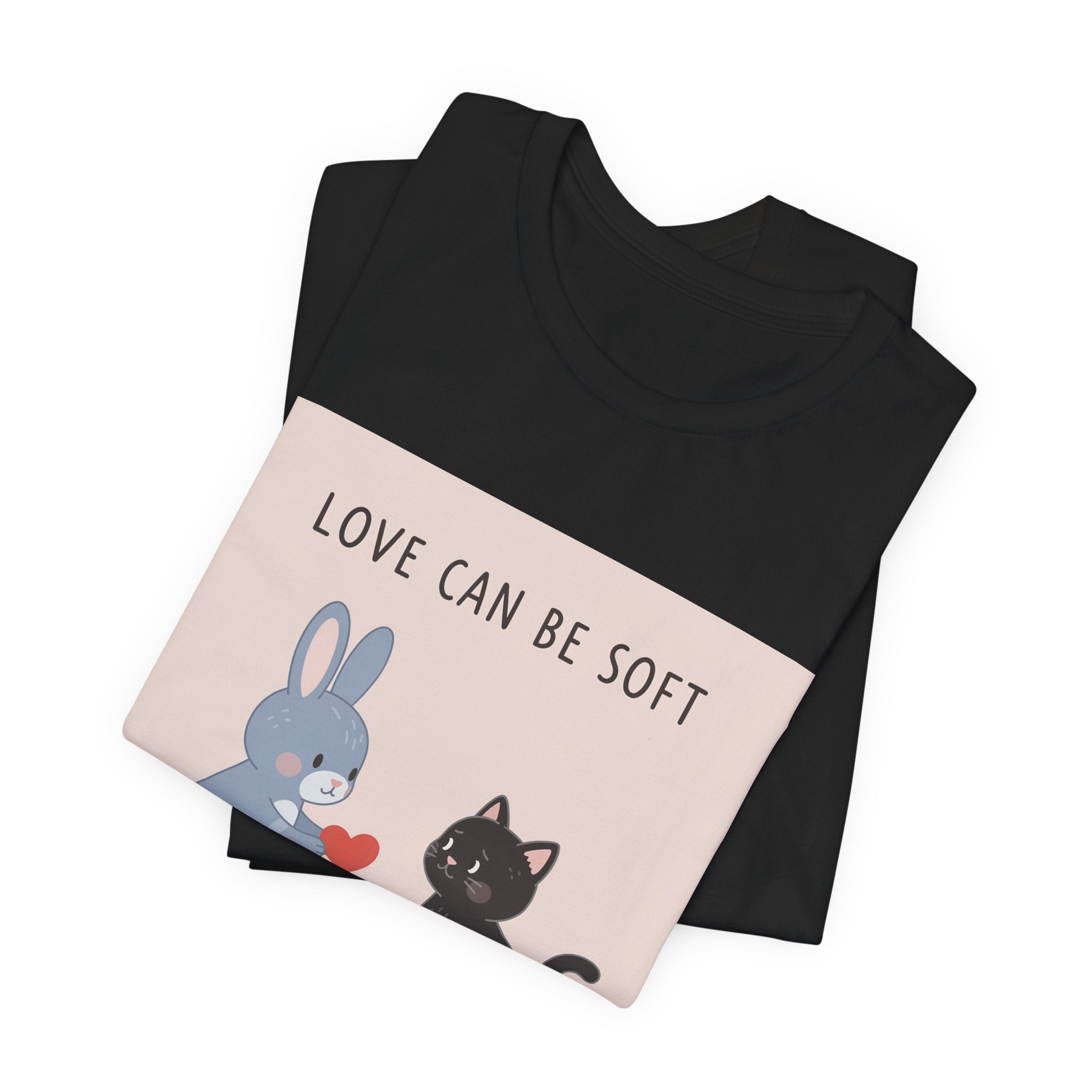 "LOVE CAN BE SOFT" Black Cat Women Tee | College Girl Gift | Fashion | KayKay Classics