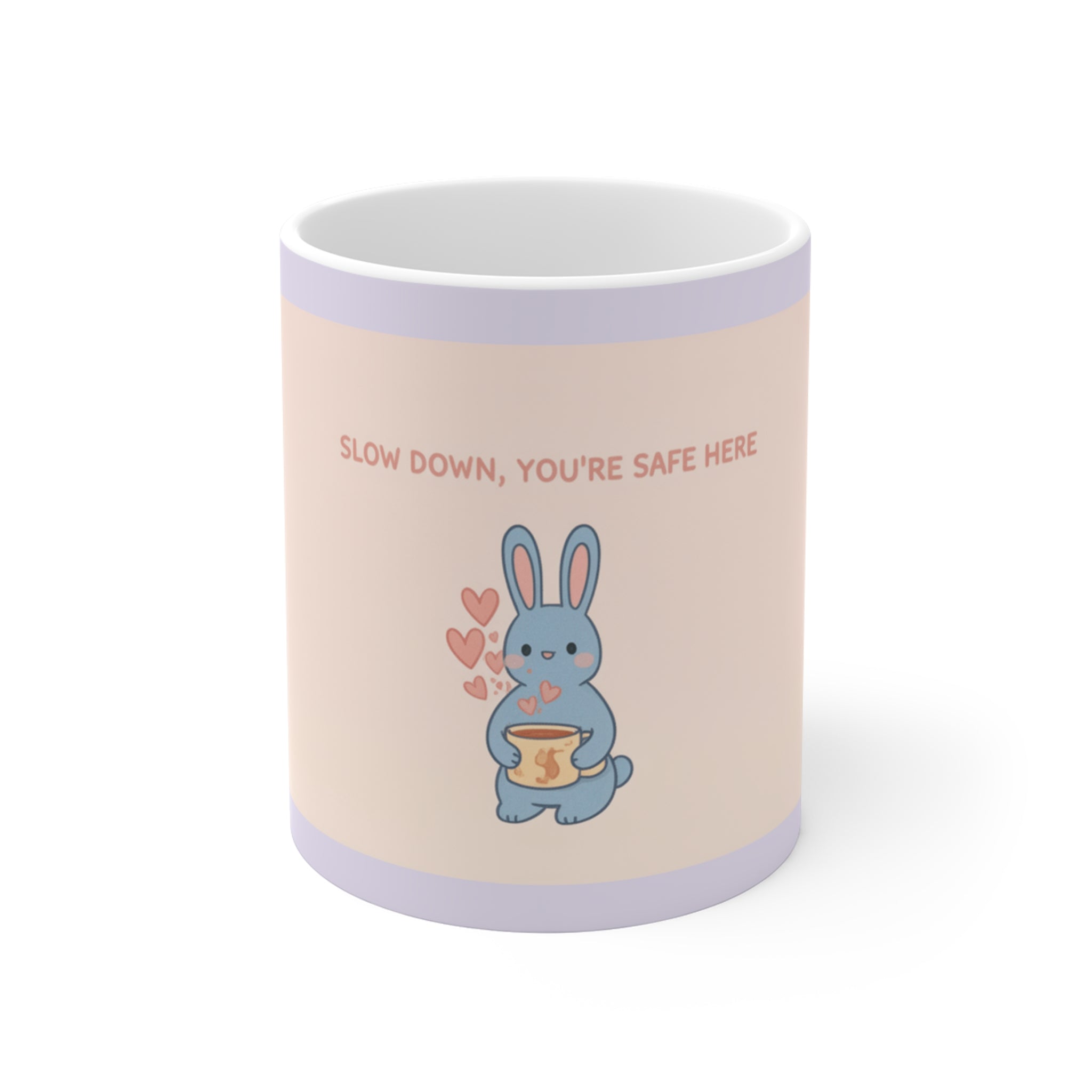 "SLOW DOWN, YOU'RE SAFE HERE" Black Cat Mug | Trendy Gift for Her | Drinkware | KayKay Classics