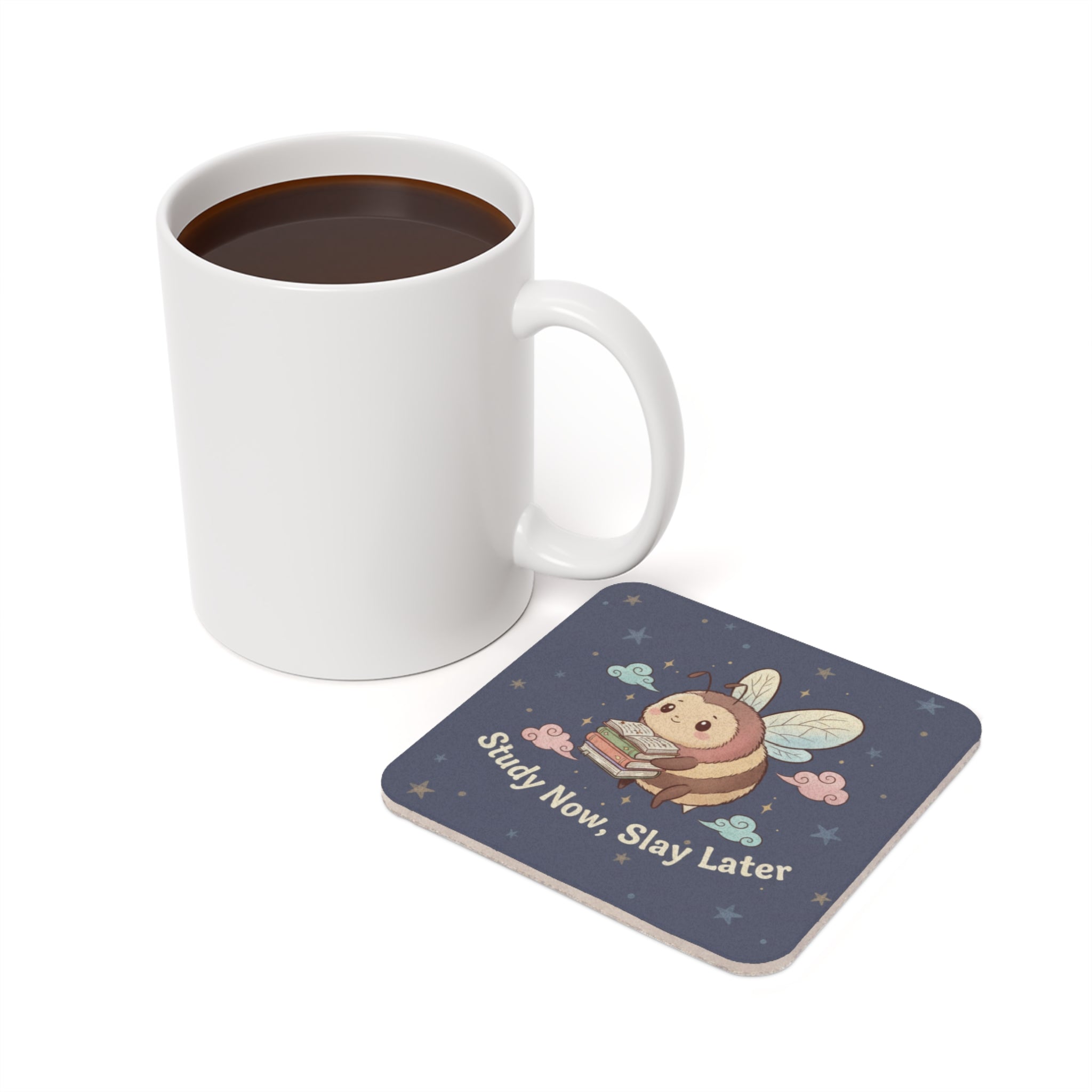 Bee Cork Coaster – Study Now, Slay Later