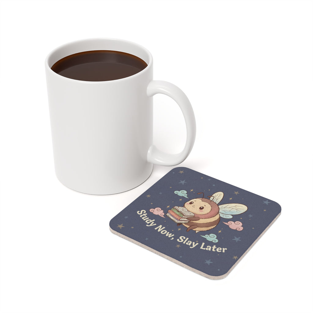 Bee Cork Coaster – Study Now, Slay Later