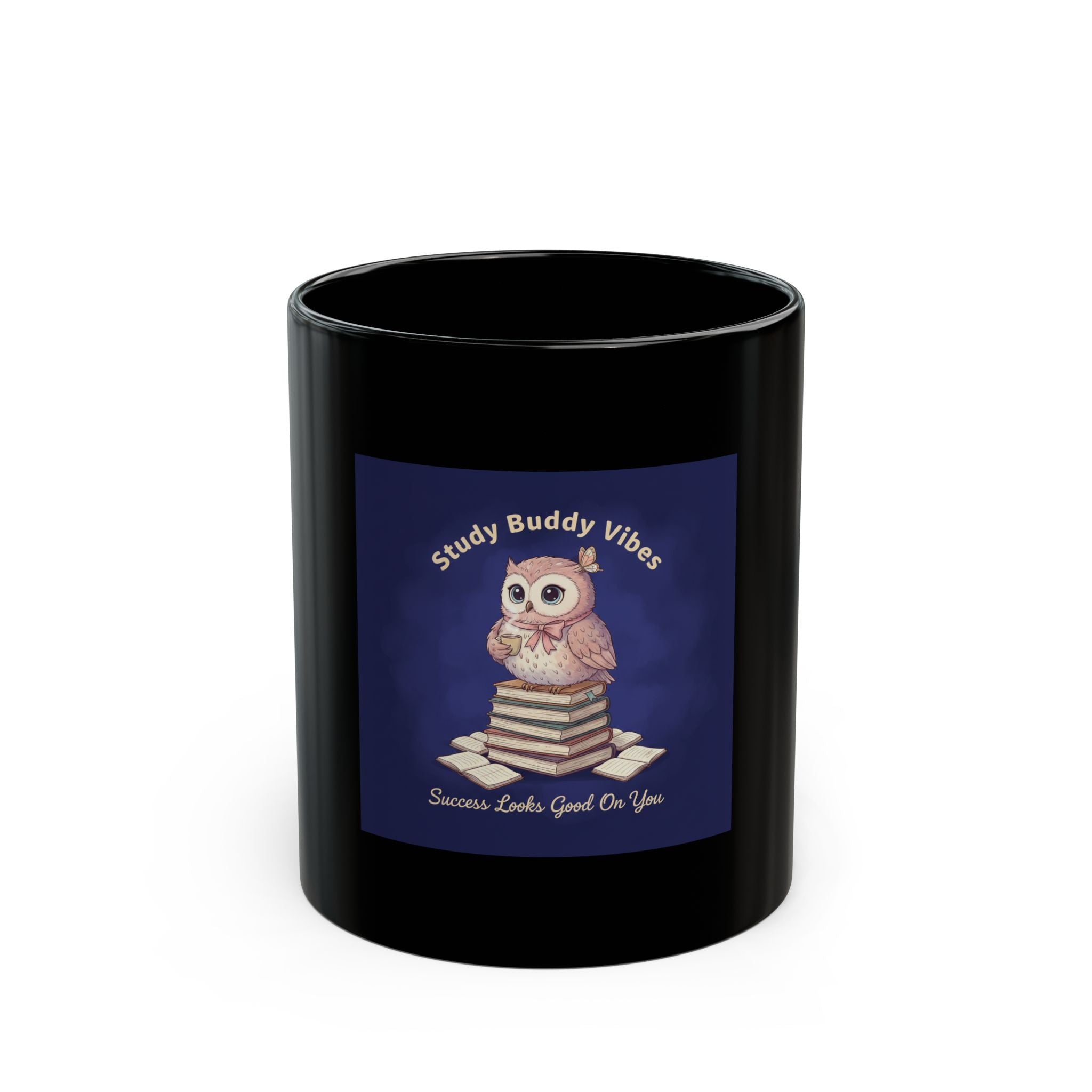 Owl Black Mug 11oz – Study Buddy Vibes Success Looks Good on