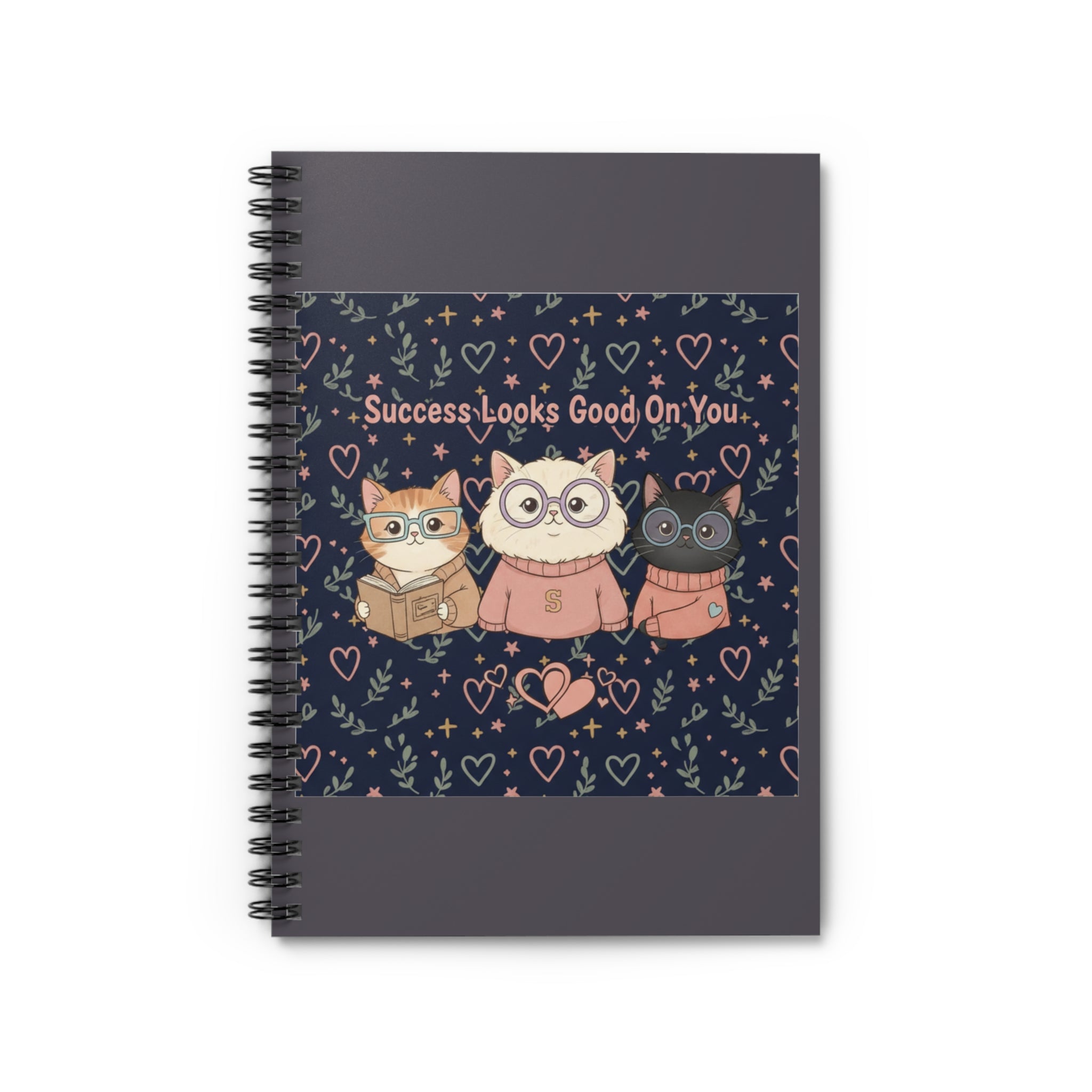 Cats With Glasses Spiral Notebook – Success Looks Good on You