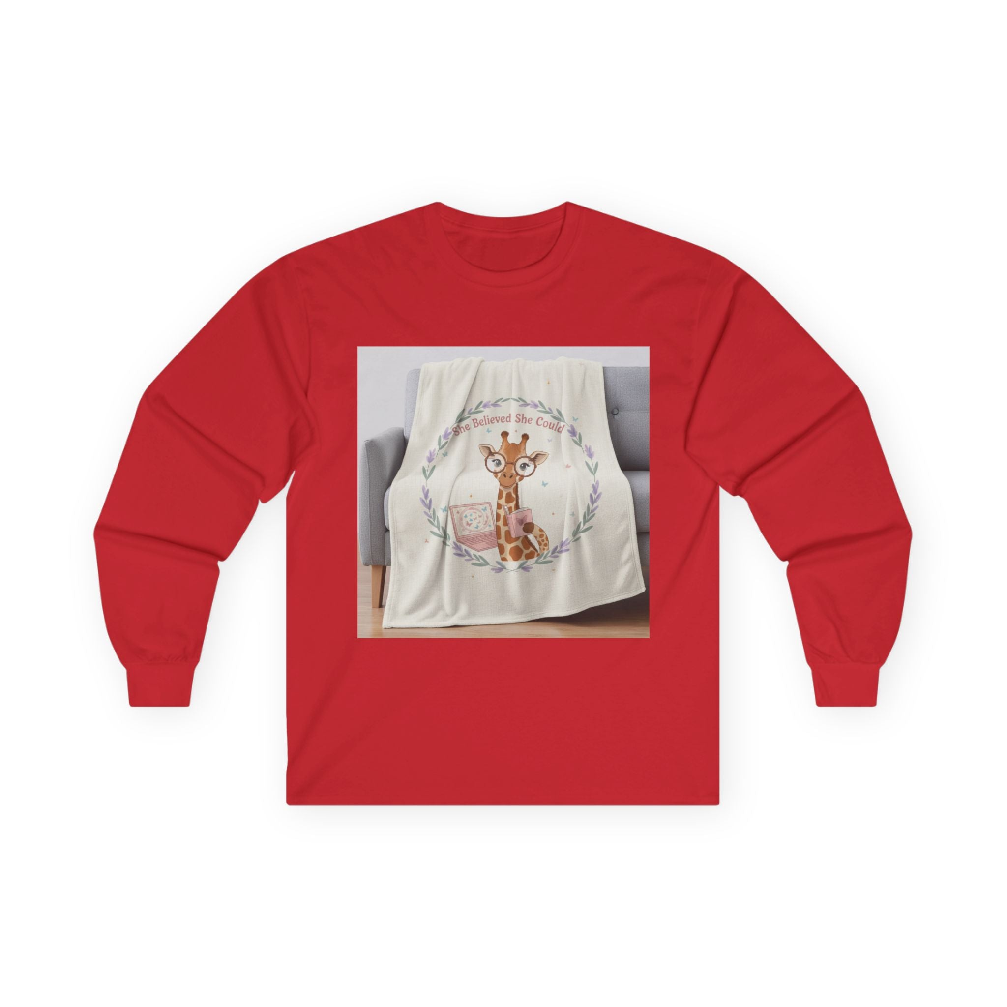 She Believed She Could Giraffe Long Sleeve Tee