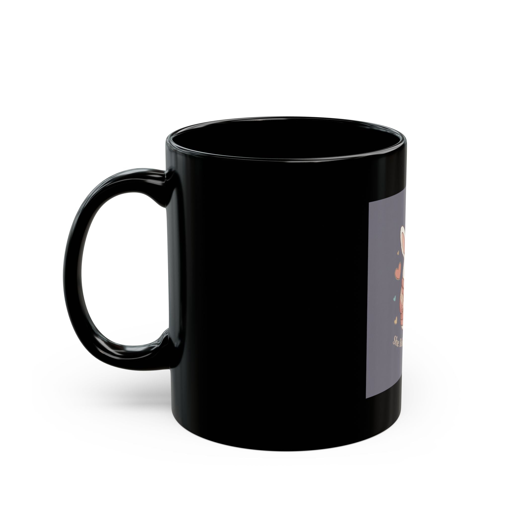 Bunny Black Mug 11oz – She Believed She Could