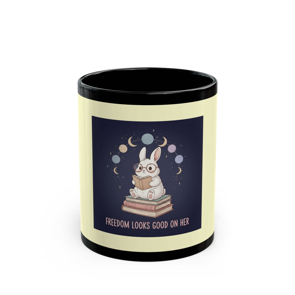 Bunny Black Mug 11oz – Freedom Looks Good on Her