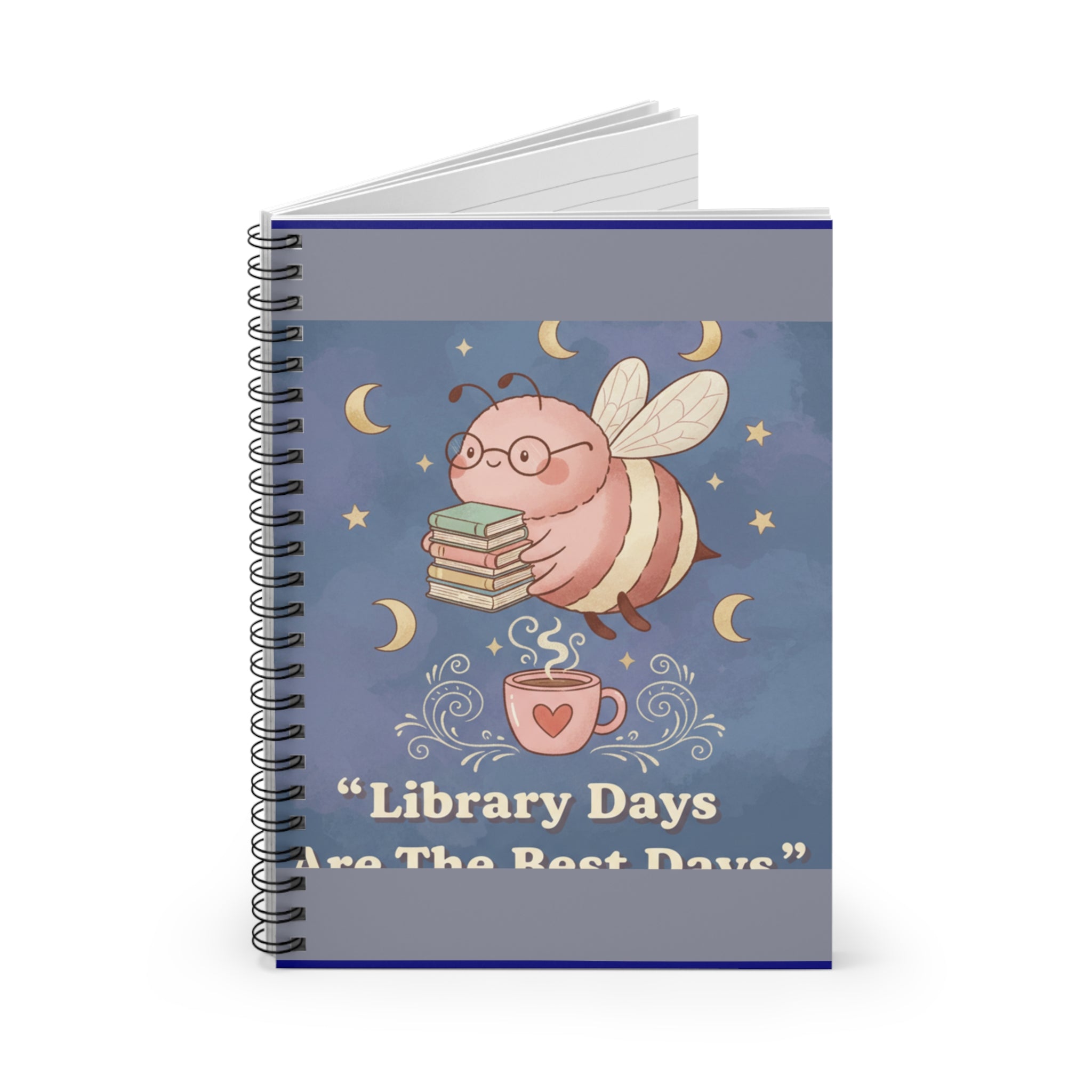 Bee Spiral Notebook – Library Days Are the Best Days
