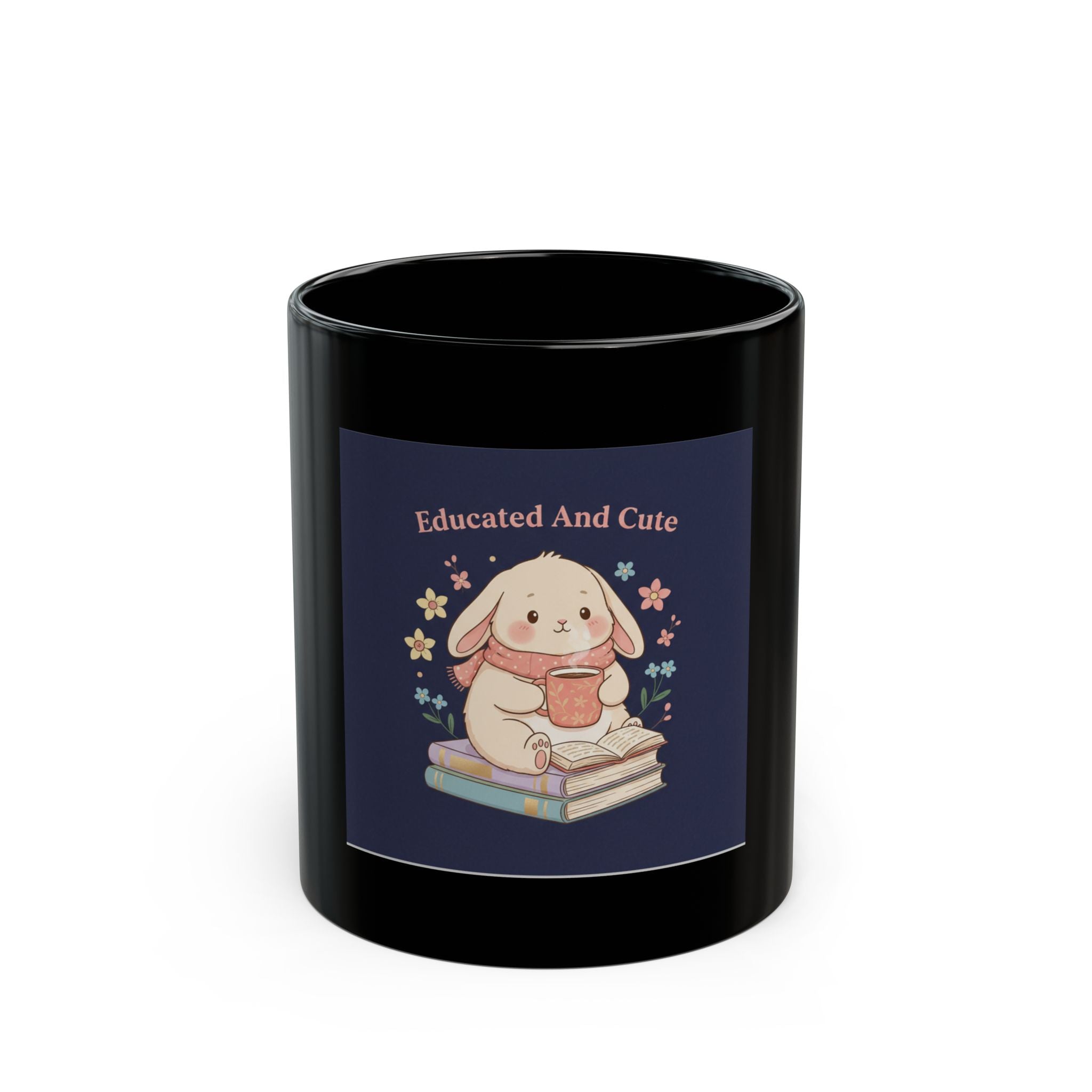 Bunny Black Mug 11oz – Educated and Cute