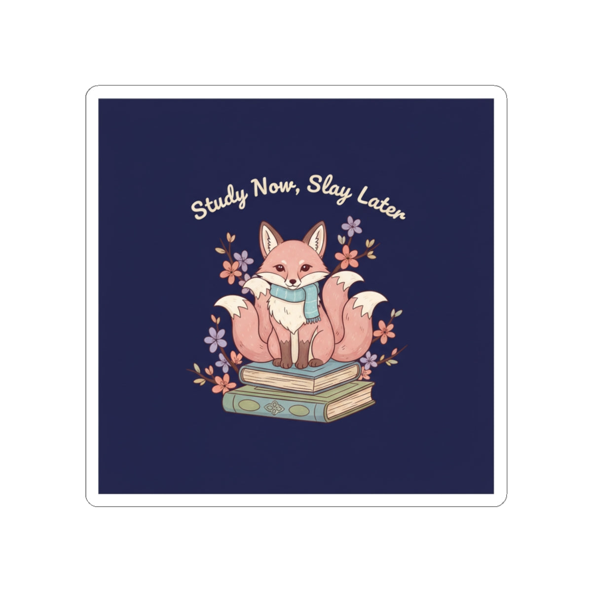 Kitsune Kiss-Cut Sticker – Study Now Slay Later