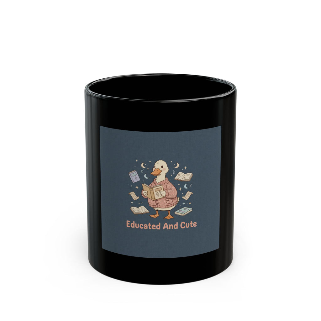 educated and cute Black Mug 11oz