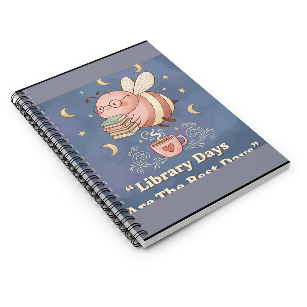 Bee Spiral Notebook – Library Days Are the Best Days