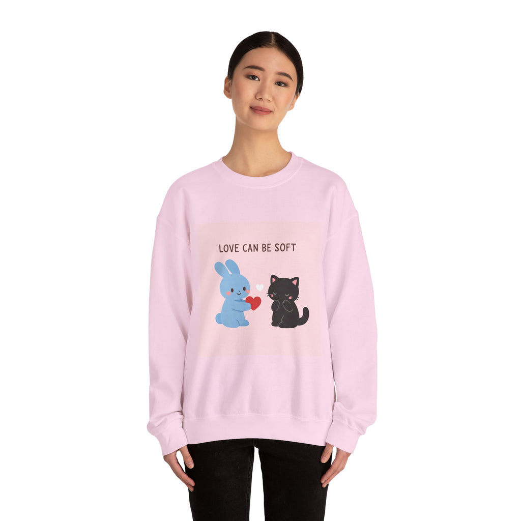 "LOVE CAN BE SOFT" Black Cat Crewneck | College Girl Gift | Fashion | KayKay Classics