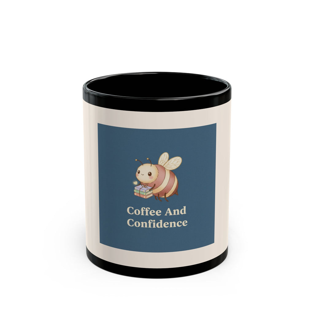 Bee Black Mug 11oz – Coffee and Confidence