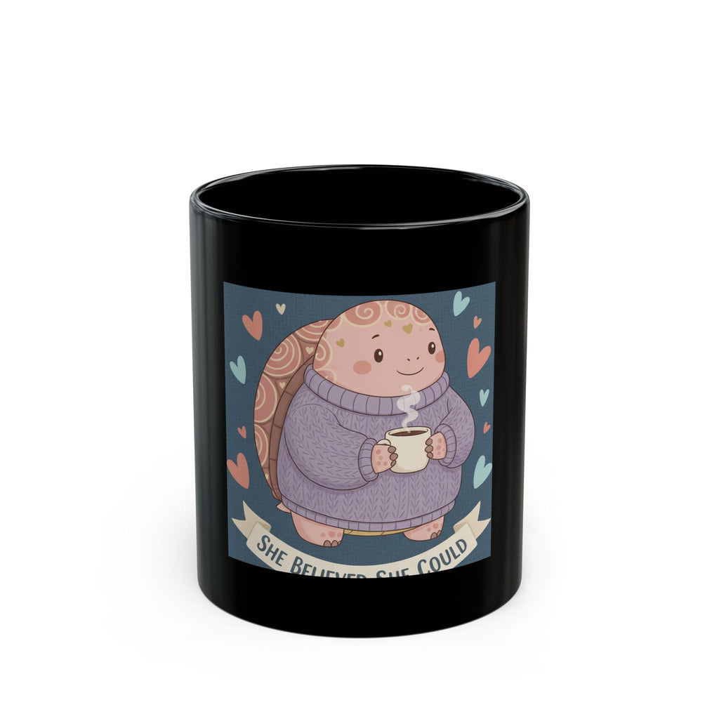 Turtle Black Mug 11oz – She Believed She Could