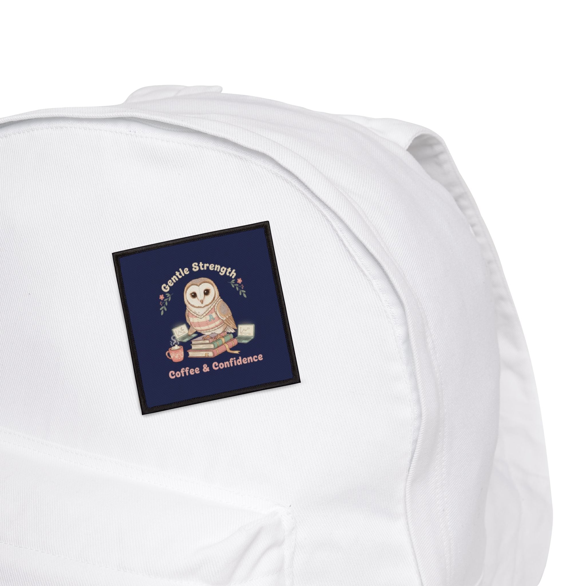 Owl Iron-On Patch – Gentle Strength Coffee Confidence