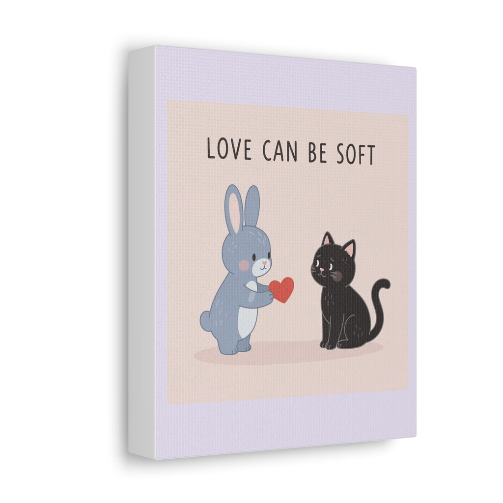 "LOVE CAN BE SOFT" Black Cat Canvas | College Girl Gift | Fashion | KayKay Classics