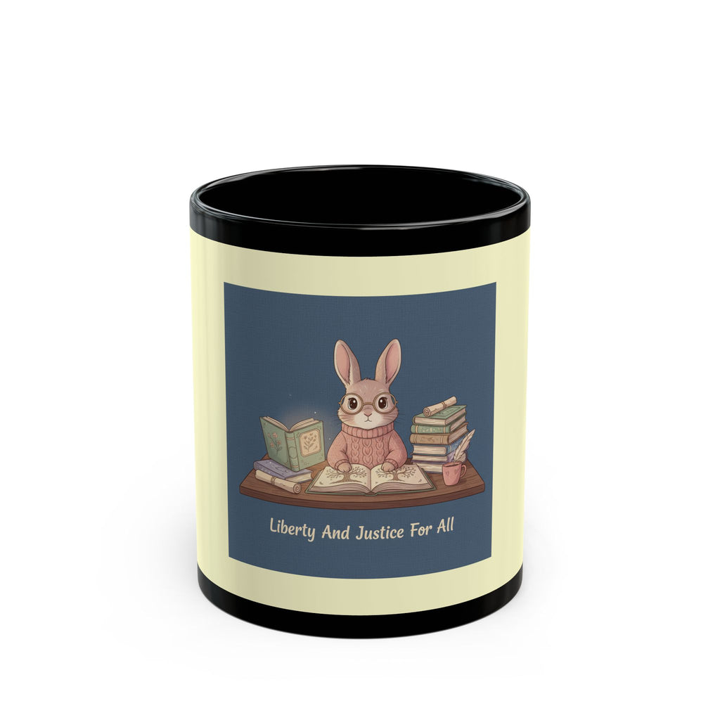 Rabbit Black Mug 11oz – Liberty and Justice for All