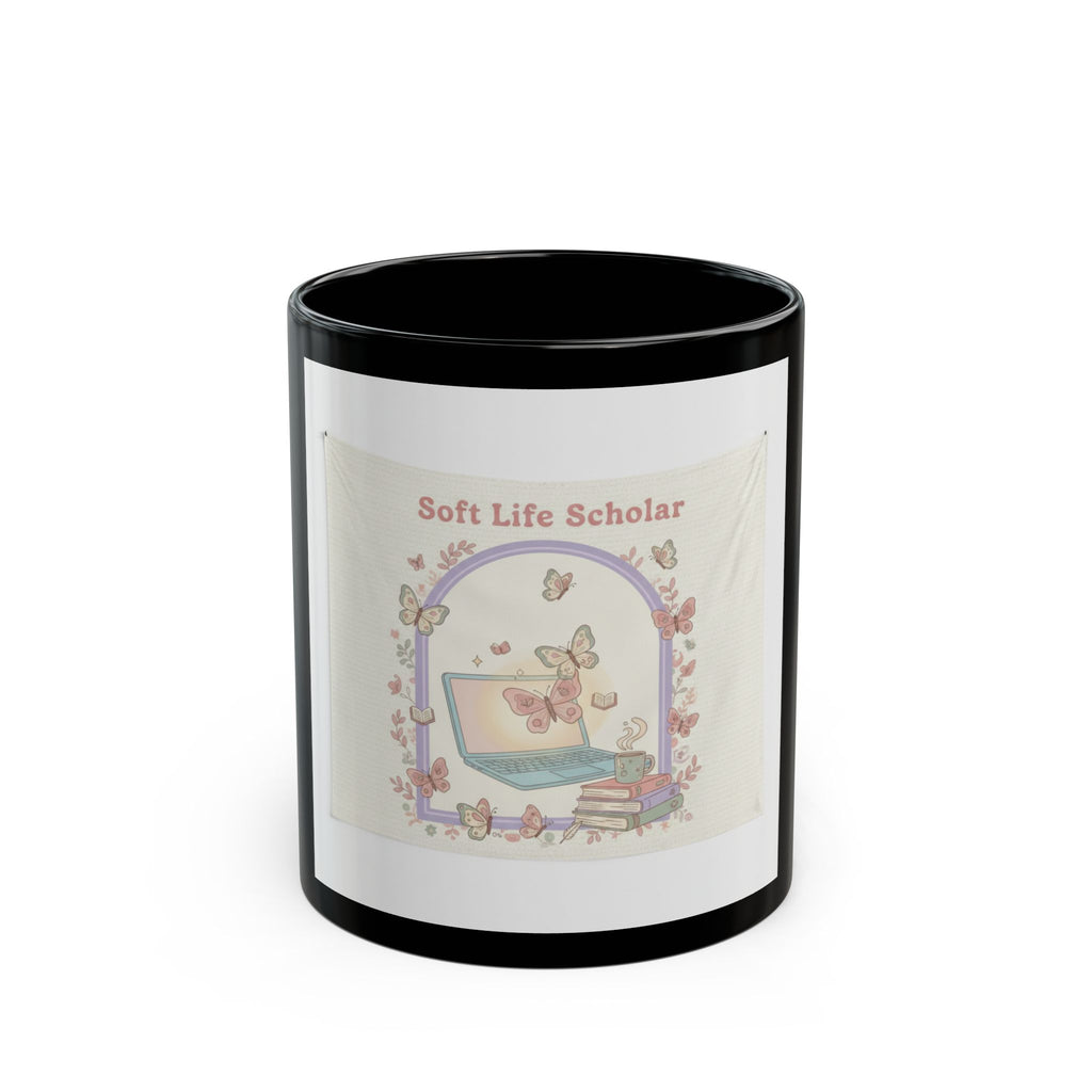 Soft Life Scholar Black Mug 11oz