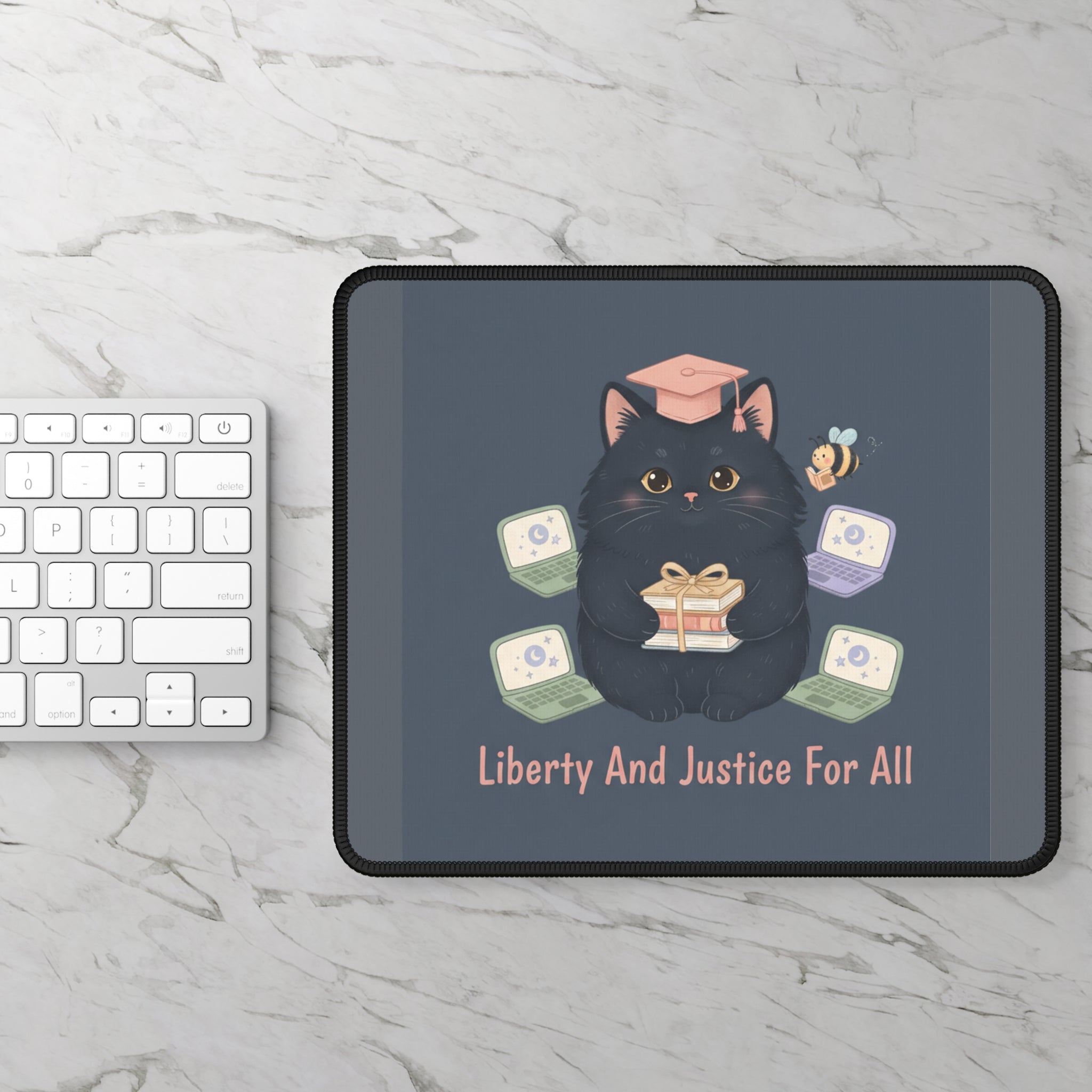 Black Cat Mouse Pad – Liberty and Justice for All