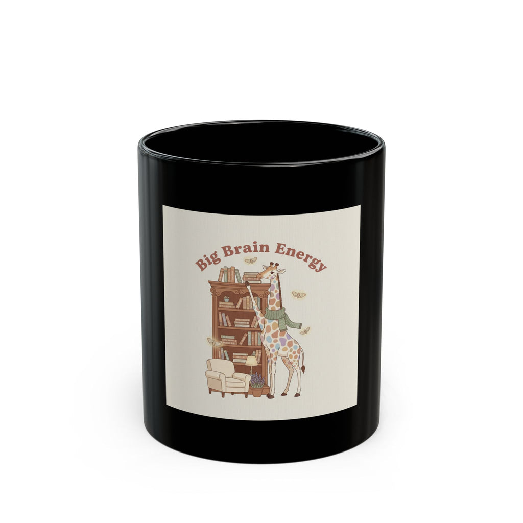 Big Brain Energy Giraffe Black Mug 11oz