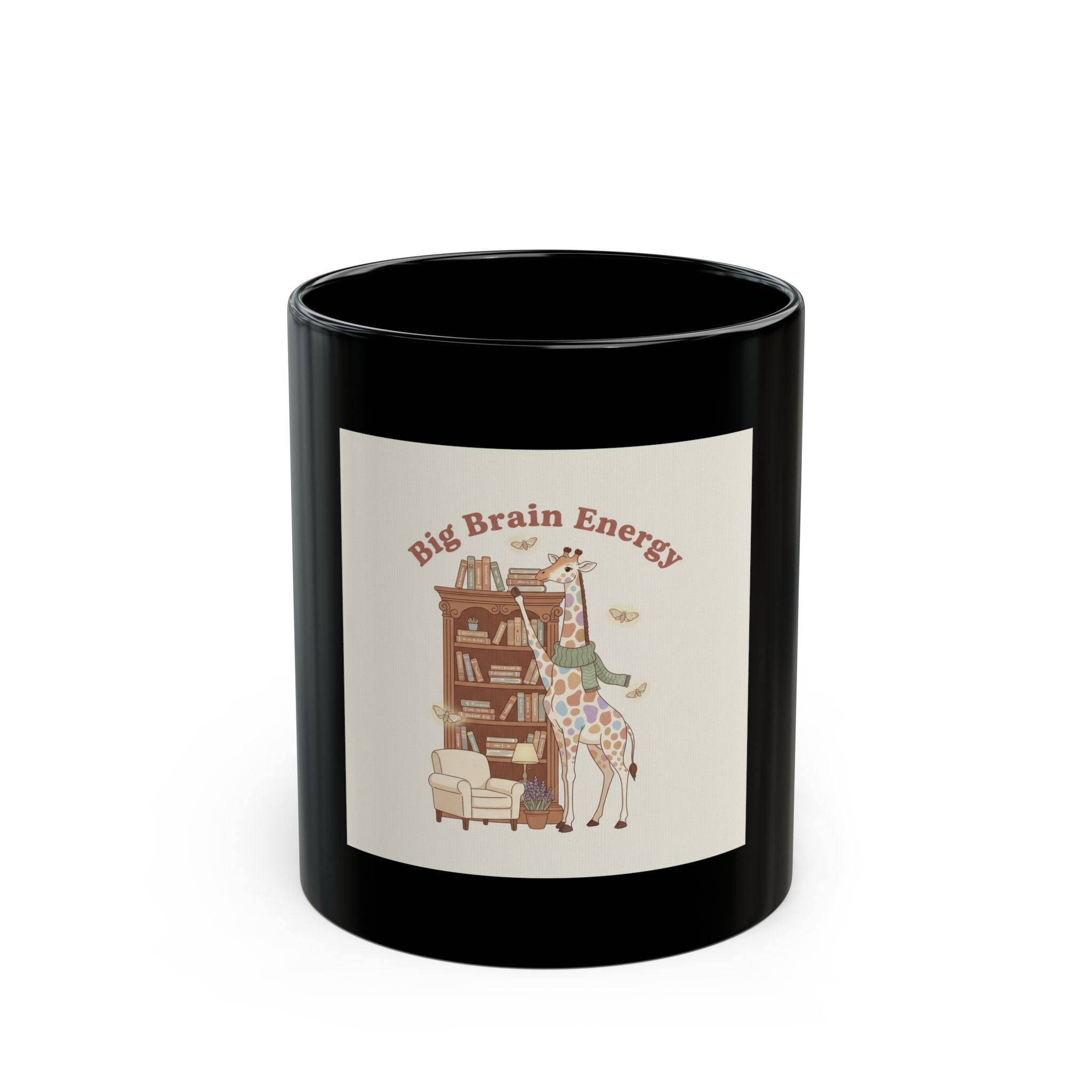 Big Brain Energy Giraffe Black Mug 11oz