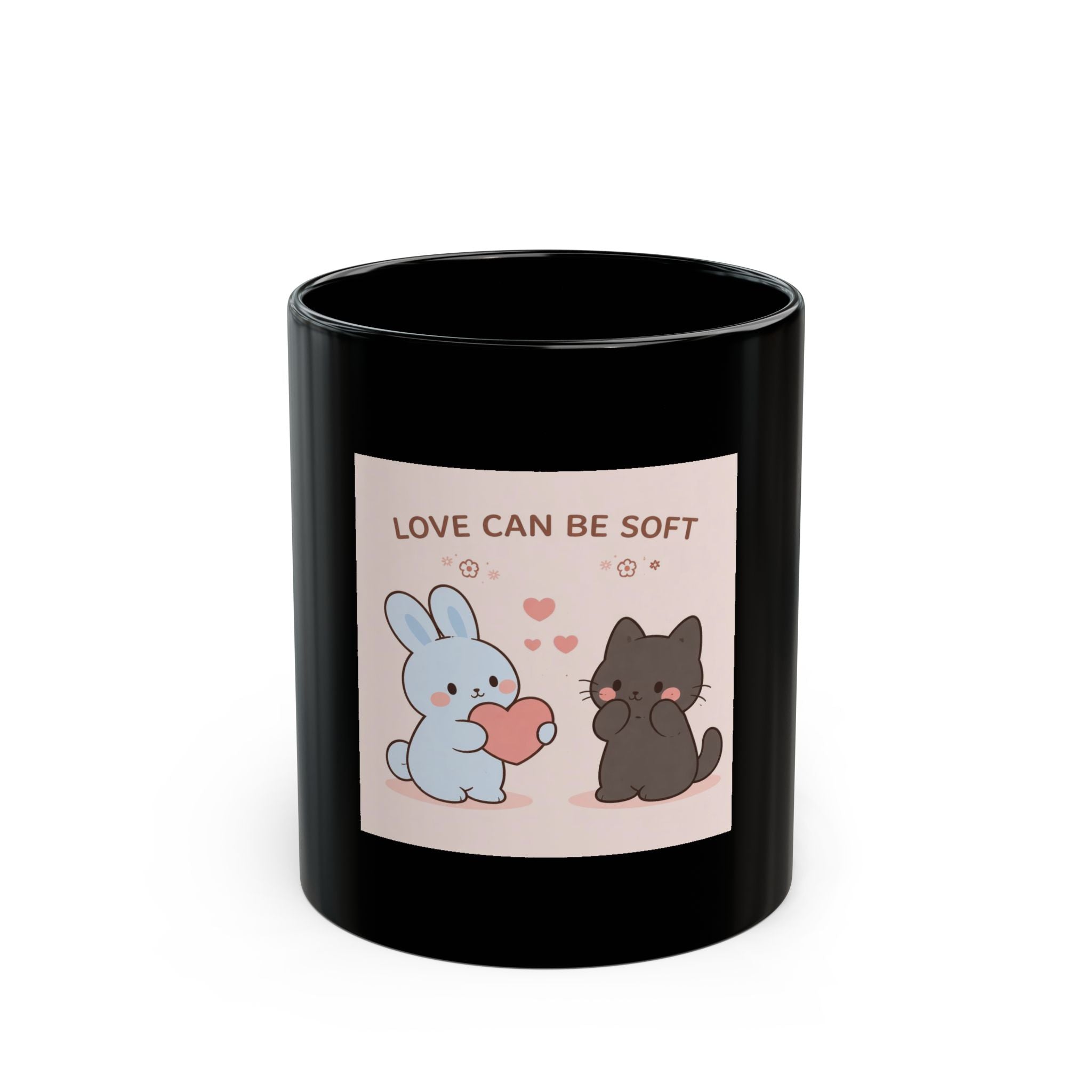 LOVE CAN BE SOFT Black Mug