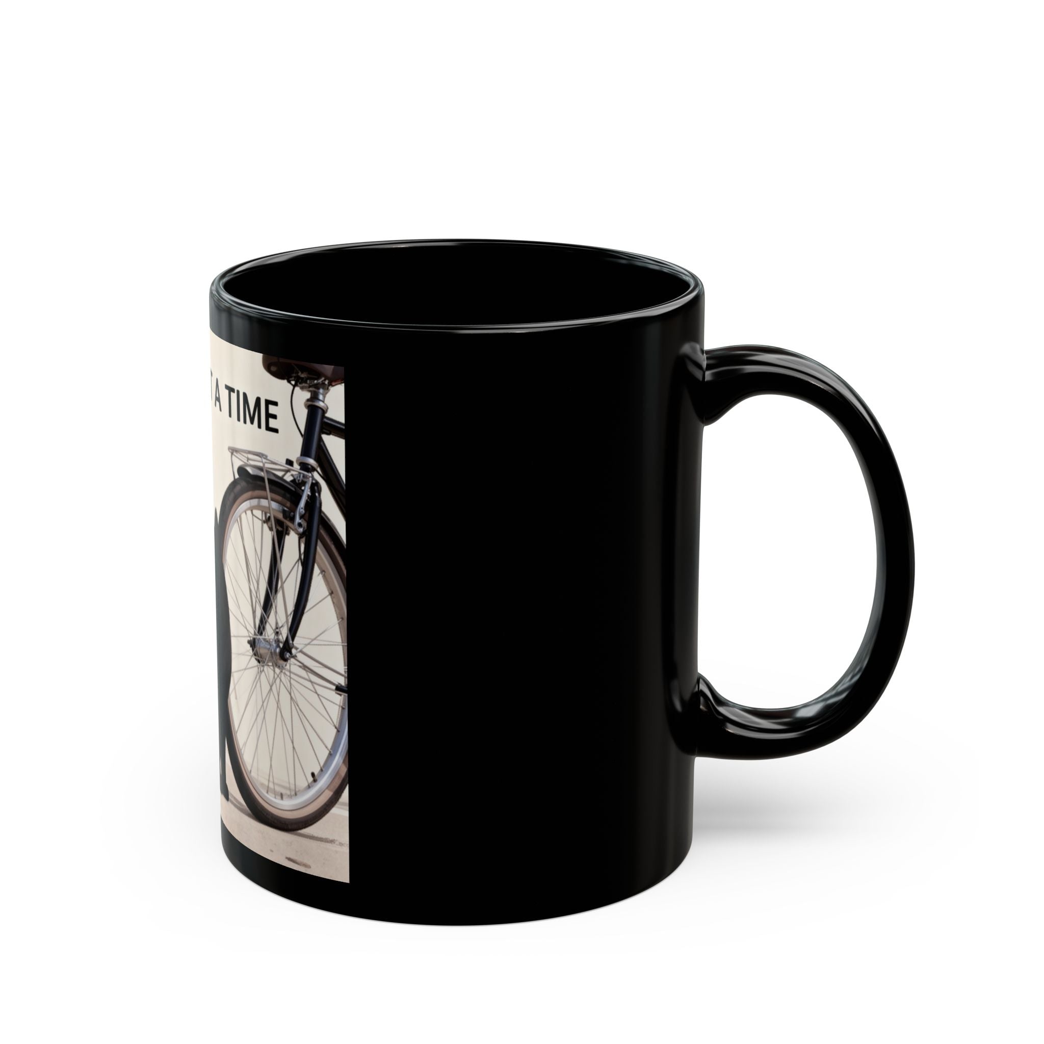 ONE STEP AT A TIME Cat Black Mug 11oz