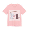 "LOVE CAN BE SOFT" Black Cat Women Tee | College Girl Gift | Fashion | KayKay Classics