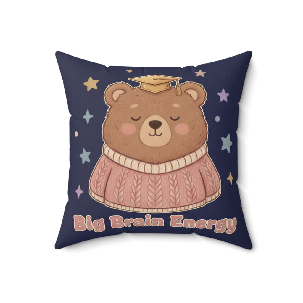 Bear Square Pillow – Big Brain Energy