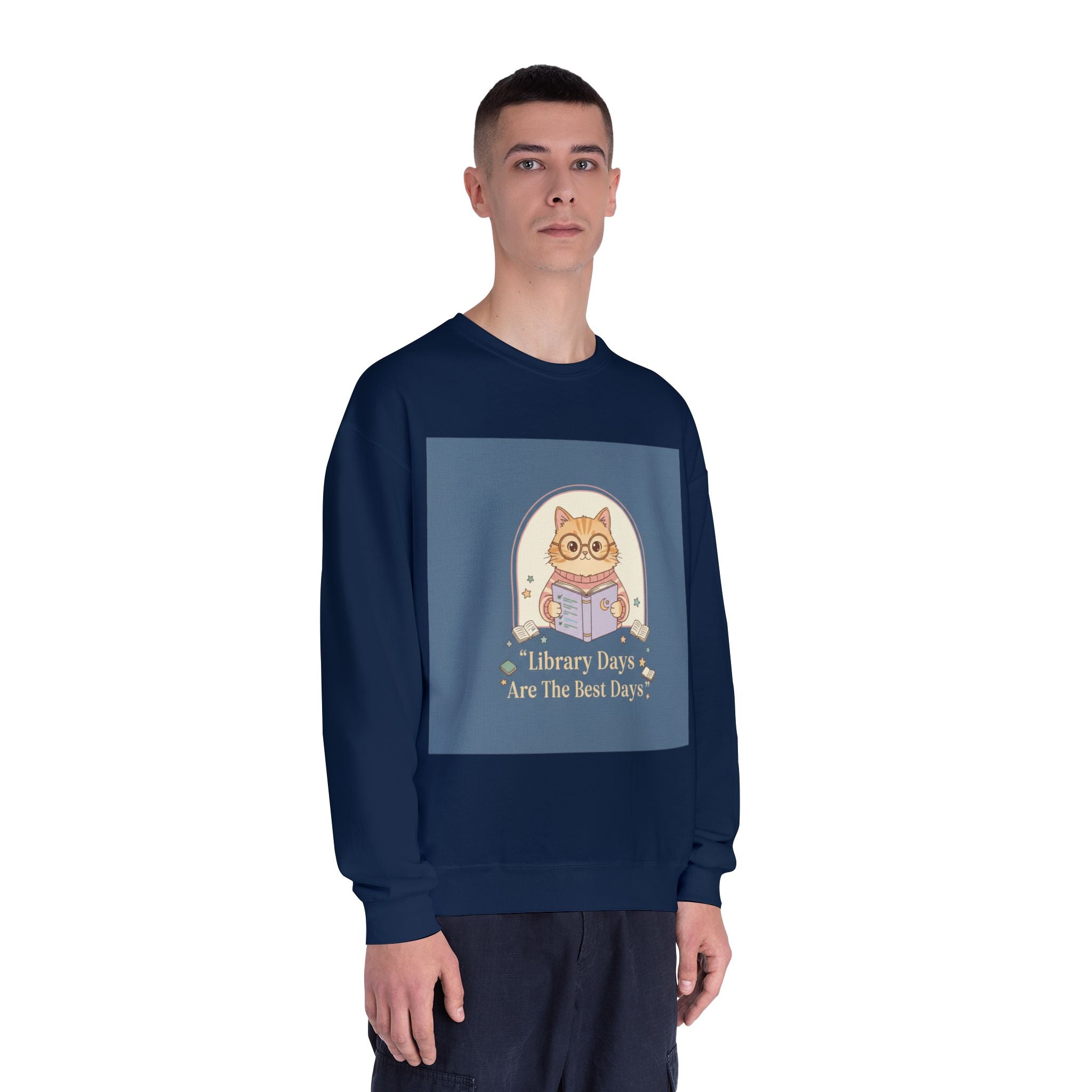Cat Crewneck Sweatshirt – Library Days Are the Best Days